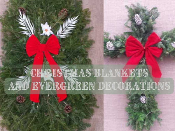 Christmas Blankets and Evergreen Decorations 