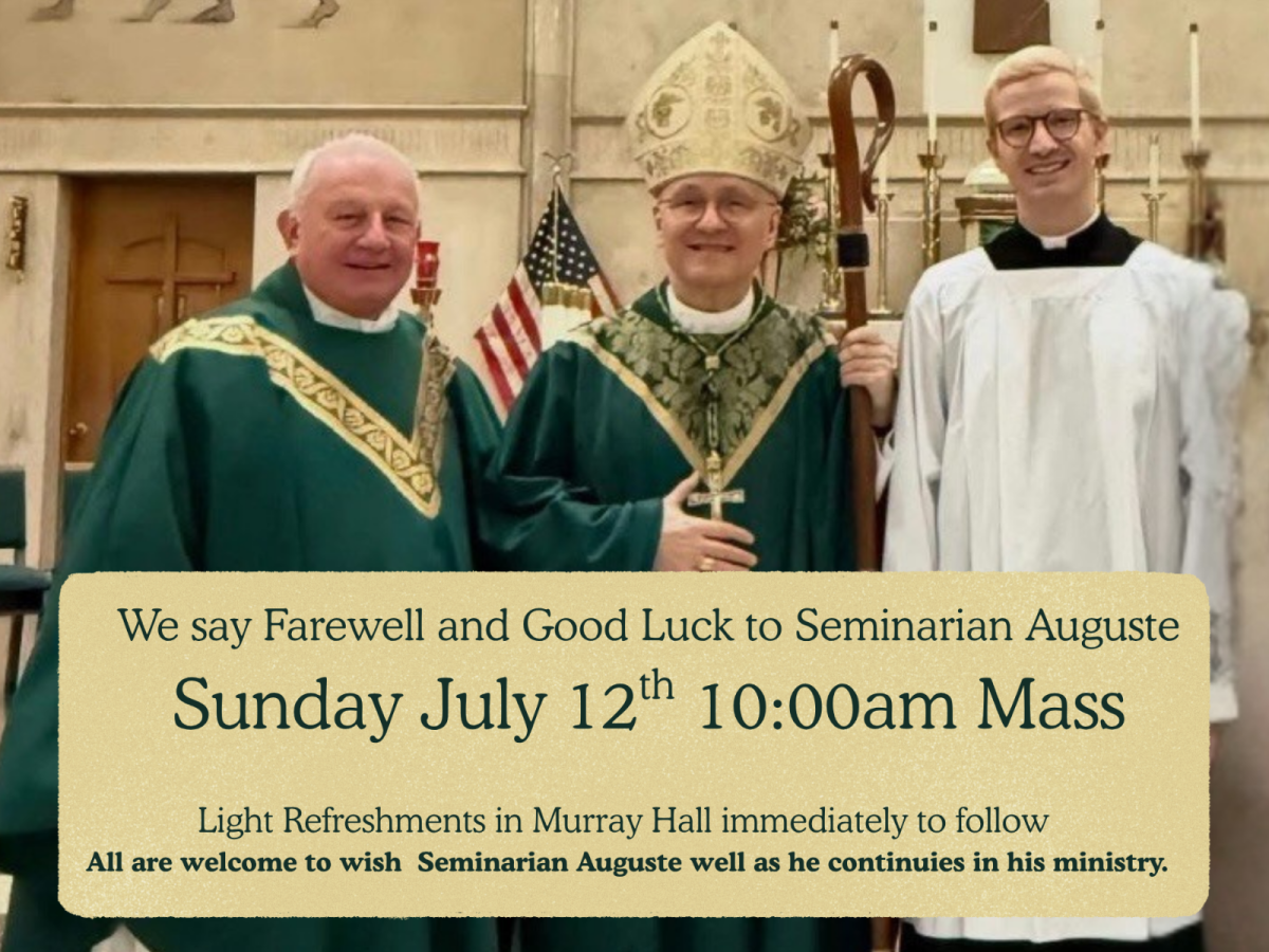 Farewell Seminarian Auguste | July 12th | 10am